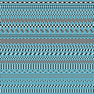 Set of seamless two-tone brushes with triangular elements Stockillustratie
