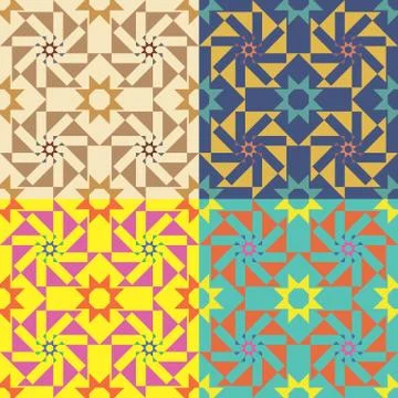 Set of seamless vector geometric patterns Illustration