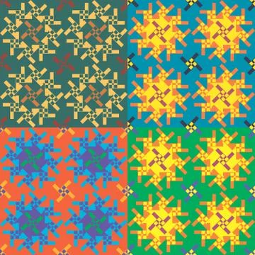 Set of seamless vector geometric patterns Illustration
