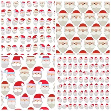 Set of seamless vector illustration of the faces of Santa Stock Illustration
