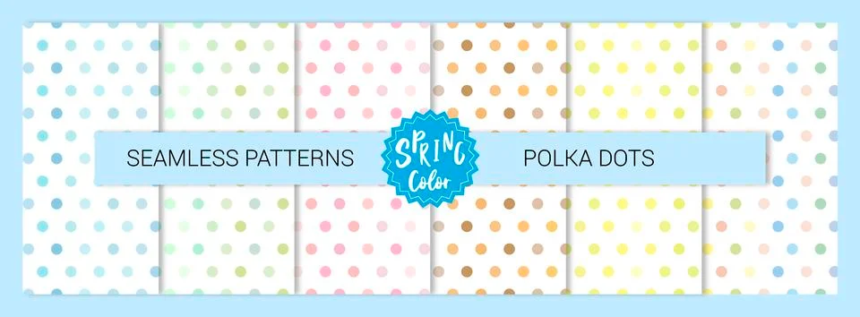 Set of Seamless Vector Pattern Background. Pastel Colorful Polka Dots Illustrazione stock