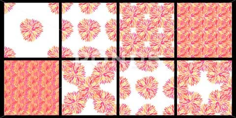 Set of seamless vector patterns with petals Ilustração Stock