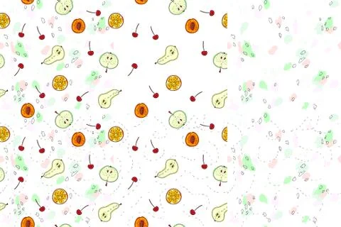 A set of seamless vector patterns with summer frits Illustrazione stock