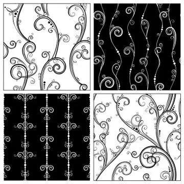 Set of seamless vintage patterns. Stock Illustration