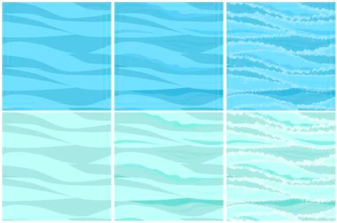 Set of seamless water patterns in 3 steps. Stock Illustration