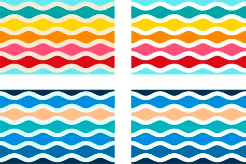 Set of seamless wave textures in several colors. Stock Illustration