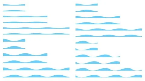 Set of seamless waves isolated on white background. Clipart. Stock Illustration