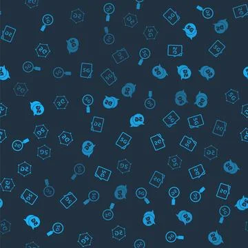 Set Search 5G network, Graphic tablet with,  and  on seamless pattern. Vector Stock Illustration