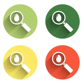 Set Search and easter egg icon isolated with long shadow background. Happy .. 스톡 일러스트