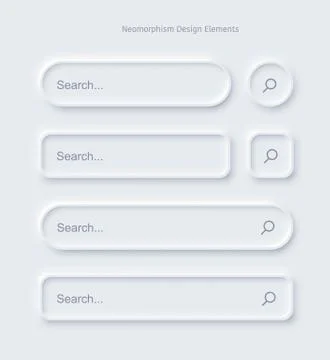 Set of Search bar form templates of neomorphic interface Illustrazione stock