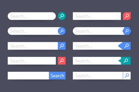 Set Search bar vector element design, set of search boxes ui template isolate Stock Illustration