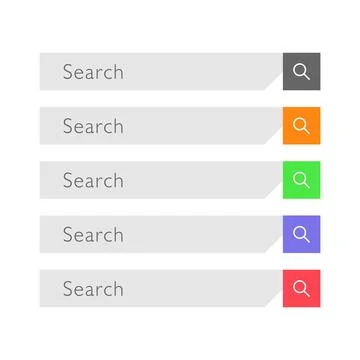 Set of search bars flat web design element vector. On white background Stock Illustration