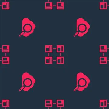 Set Search cloud computing and Hierarchy organogram chart on seamless pattern イラスト素材