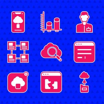 Set Search cloud computing, Broken file, Cloud technology data transfer, Browser 스톡 일러스트