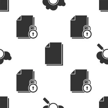 Set Search cloud computing, Document and Document and lock on seamless pattern イラスト素材