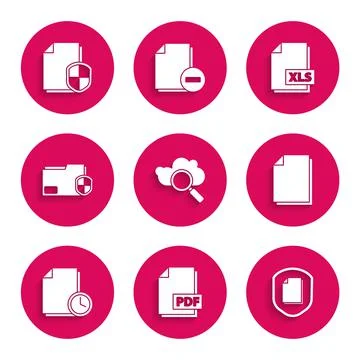 Set Search cloud computing, PDF file document, Document protection concept, with 스톡 일러스트