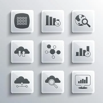 Set Search cloud computing, Pie chart infographic, Financial growth, Mind map Stockillustratie