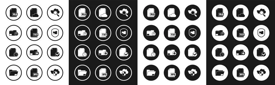 Set Search cloud computing, TXT file document, Delete folder, XLS, Document Stockillustratie