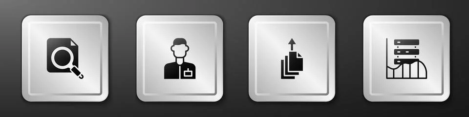 Set Search concept with folder, Analyst engineer, Data export and Server, Data Stock Illustration