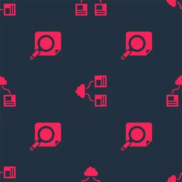 Set Search concept with folder and Cloud technology data transfer on seamless Stock Illustration