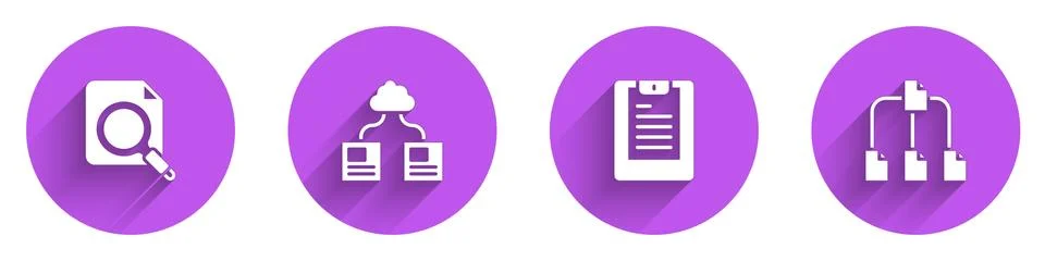 Set Search concept with folder, Cloud technology data transfer, Server, Data Stock Illustration