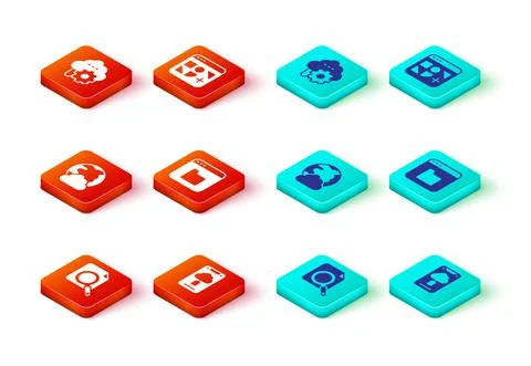 Set Search concept with folder, Cloud technology data transfer, Social network Stock Illustration