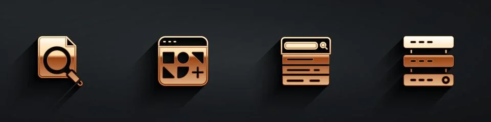 Set Search concept with folder, Different files, engine and Server, Data, Web Stock Illustration