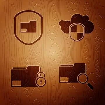 Set Search concept with folder, Document folder protection, Folder and lock and Stock Illustration