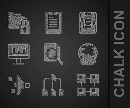 Set Search concept with folder, Folder tree, Hierarchy organogram chart, Soci Stock Illustration