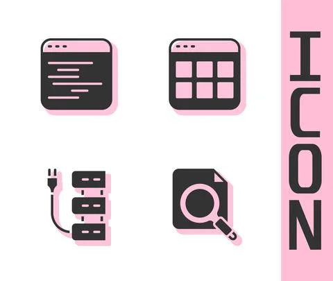 Set Search concept with folder, Software, Server and Browser files icon. Vector Stock Illustration