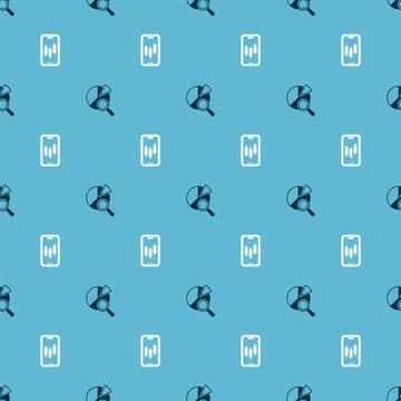 Set Search data analysis and Mobile stock trading on seamless pattern. Vector Stock Illustration