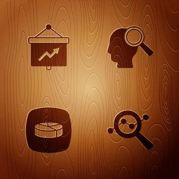 Set Search data analysis, Board with graph, Pie chart infographic and people on Stock Illustration