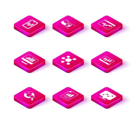 Set Search data analysis, Document with graph chart, Monitor, Project team base Illustrazione stock