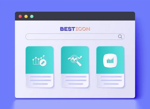 Set Search data analysis, Financial growth and icon. Vector Illustrazione stock