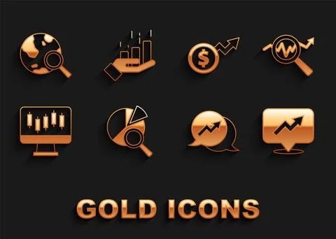 Set Search data analysis, Financial growth, Stocks market graphs, dollar, globe Stock Illustration