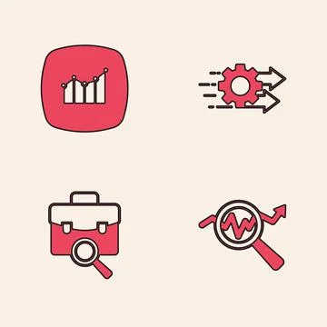 Set Search data analysis, Financial growth, Time management and Work search i Stock-Illustration