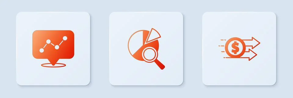 Set Search data analysis Graph chart infographic and Financial growth dollar. Stock Illustration