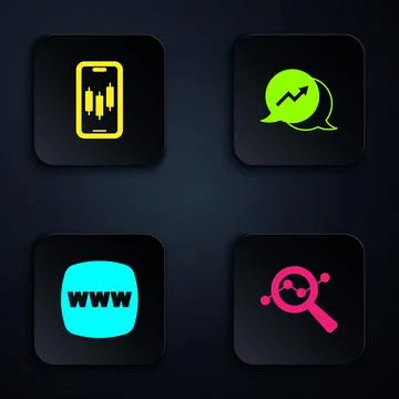 Set Search data analysis, Mobile stock trading, Website template and Financial Illustrazione stock