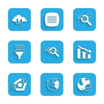 Set Search data analysis, Pie chart infographic, Financial growth, decrease Stock Illustration