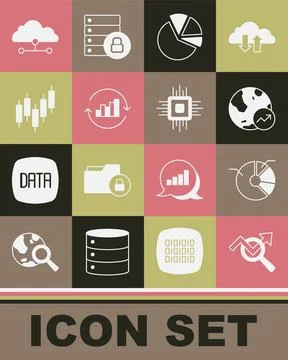 Set Search data analysis, Pie chart infographic, Financial growth, Browser with Stock Illustration