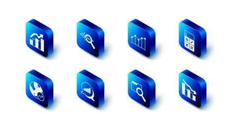 Set Search data analysis, Pie chart infographic, Calculator, Financial grow.. Stock Illustration
