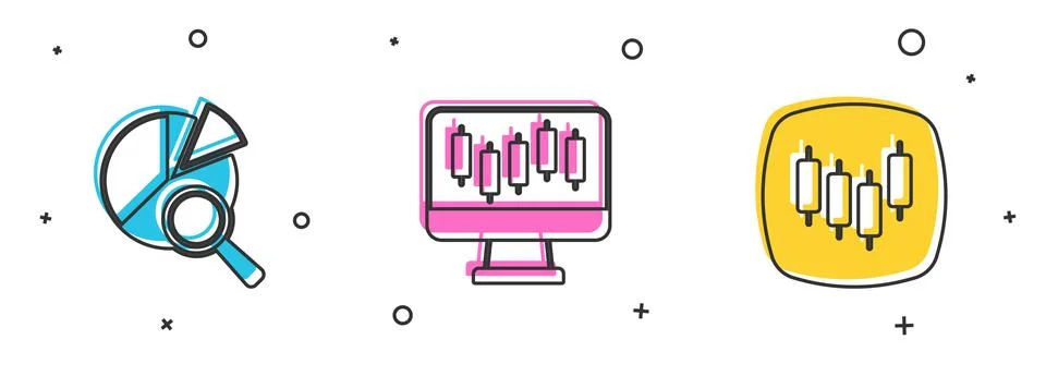 Set Search data analysis, Stocks market growth graphs and Browser with stocks イラスト素材