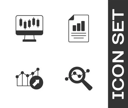 Set Search data analysis Stocks market growth graphs Financial and Document w イラスト素材