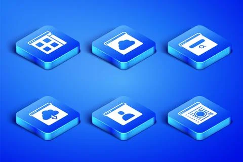 Set Search engine, Browser files, Create account screen, Cloud download Stockillustratie