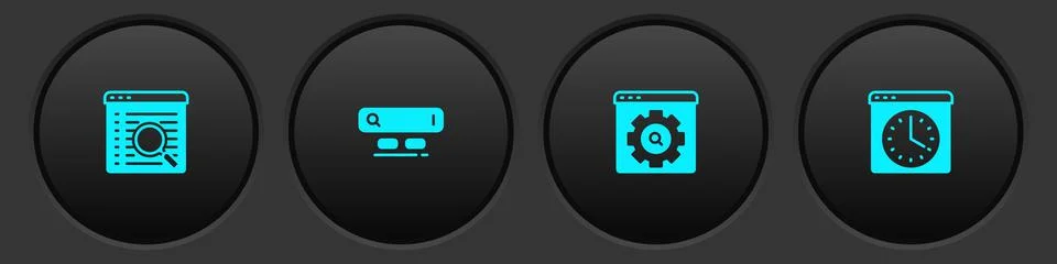 Set Search engine, Browser setting and window icon. Vector 库存插图