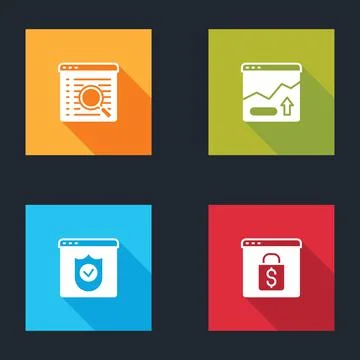 Set Search engine, Financial growth increase, Browser with shield and Online Stock Illustration