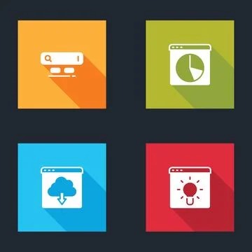Set Search engine, Graph chart infographic, Cloud download and Browser wind.. Stock Illustration
