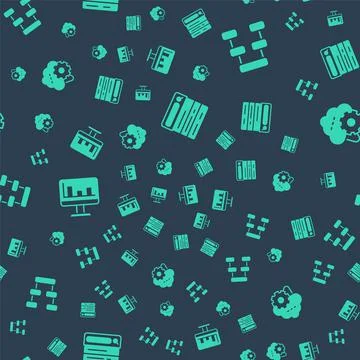 Set Search engine, Hierarchy organogram chart, Monitor with graph and Cloud Illustrazione stock