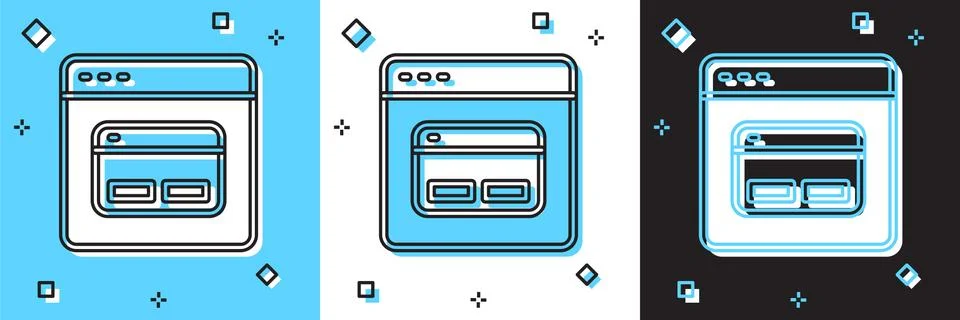 Set Search engine icon isolated on blue and white, black background. Vector Stock Illustration