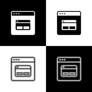 Set Search engine icon isolated on black and white background.  Vector Illustrazione stock
